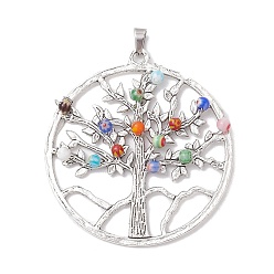 Разноцветный Стеклянные подвески миллефиори, с тибетском стиле сплава подвески, плоско-круглые, красочный, 67x57x6 мм, отверстие : 6x3.5 мм