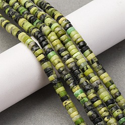Змеевик Природные серпантину нитей бисера, диск, Heishi бусы, 4~5x2~2.5 мм, отверстие : 0.7 мм, около 160 шт / нитка, 15'' (38.1 см)