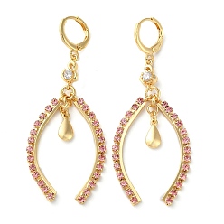 Light Gold Серьги изогнутой формы со стразами, латунные серьги-капли для женщин, золотой свет, 62x15~16 мм