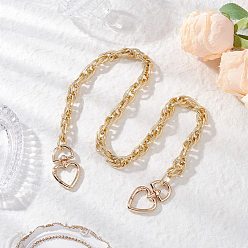Сердце Алюминиевая текстурированная веревка цепочка сумка декоративные цепи, Сплав с застежками, золотые, сердце, 607 мм