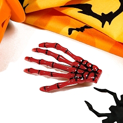 Красный Пластиковые зажимы волос аллигатора, Хэллоуин шпилька страшный призрак коготь череп, красные, 70x45x25 мм