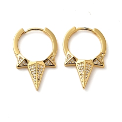 Прозрачный 304 женские серьги-кольца из нержавеющей стали с кубическим цирконием, реальный 18 k позолоченный, треугольные, прозрачные, 27x18 мм