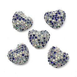 Средно-синий Сверкающие акриловые бусины в форме сердца с украшением из страз, для самодельных украшений и украшений для ручек, светло-синий, 17~17.5x20.5x11.5 мм, отверстие : 2.5 мм