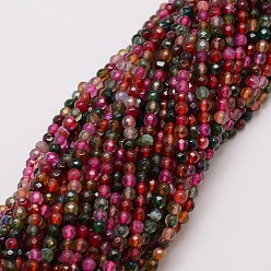 Средний Фиолетово-красный Природные Агат бисера нити, окрашенные, граненые, круглые, средне фиолетовый красный, 4 мм, отверстие : 0.8 мм, около 90~92 шт / нитка, 14 дюйм