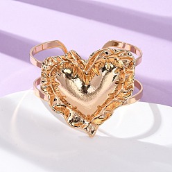 Light Gold Браслеты-манжеты из сплава и железа для женщин, сердце шар, золотой свет, внутренний диаметр: 2-1/4 дюйм (5.6 см)