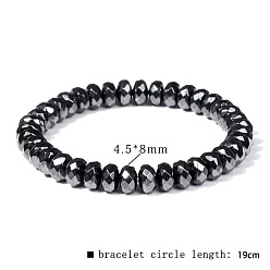 Rondelle Браслеты из синтетических немагнитных гематитовых бусин для мужчин, рондель, 7.48 дюйм (19 см)