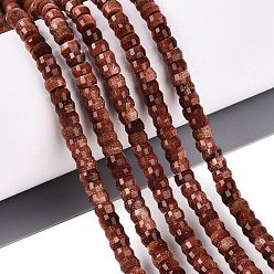 Goldstone Synthetischen Aventurin Perlen Stränge, Rondell, facettiert, 4x2~2.5 mm, Bohrung: 0.7~1 mm, ca. 156~162 Stk. / Strang, 14.76~15.16 Zoll (37.5~38.5 cm)