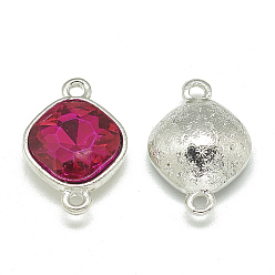 Камелия Соединители звеньев сплава стекла, граненые, ромб, платина, камелия, 22x15x7 мм, отверстие : 2 мм