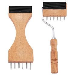 Цвет Древесины 2шт. 2 виды стальных ткацких гребней для ткацкого станка, гребень для плетения с деревянной ручкой, вязальный инструмент, деревесиные, 22.65~27x8~9.2x2.7~2.8 см, 1 шт / стиль