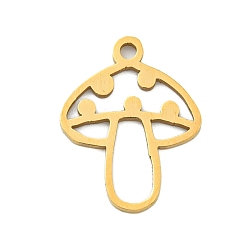 Настоящее золото 18K Ионное покрытие (ip) 201 подвески из нержавеющей стали, грибное очарование, лазерная резка, реальный 18 k позолоченный, 17x13x1 мм, отверстие : 1.5 мм