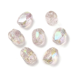 Brown UV Plating Rainbow Iridescent Acrylic Beads, with Glitter Powder, Oval, Brown, 21x16x13mm, Hole: 3mm