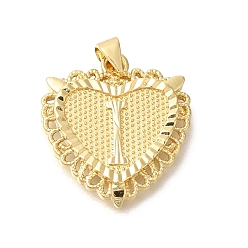 Letter I Стойки обшивки латунные подвески, без кадмия и без свинца, сердце с подвесками в виде буквы az, Буква "i", 24x22x3 мм, отверстие : 5x3.5 мм