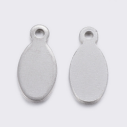 Stainless Steel Color 304 Stainless Steel Charms, Stamping Blank Tag, Oval, Stainless Steel Color, 12x6x1mm, Hole: 1mm