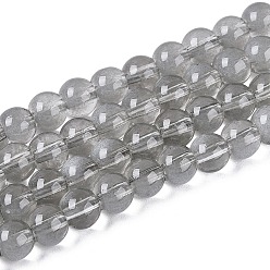 Темно-Серый Прозрачные стеклянные нити, имитирующие кошачий глаз, круглые, темно-серый, 5.5~6 мм, отверстие : 0.9~1 мм, около 146~149 шт / нитка, 30.31~31.5 дюйм (77~80 см)