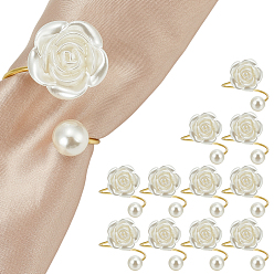 Золотой 12шт. железные кольца для салфеток, смолой розы, партийные украшения, золотые, 42 мм