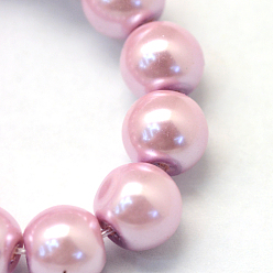 Flamingo Baking Painted Pearlized Glass Pearl Round Bead Strands, Flamingo, 10~11mm, Hole: 1.5mm, about 80~85pcs/strand, 31.4 inch1.5mm