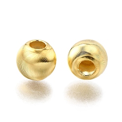 Настоящее золото 18K 925 шарики стерлингового серебра, Бусины Кошачие Глаза, текстурированная круглая, реальный 18 k позолоченный, 8x7 мм, отверстие : 3.5 мм