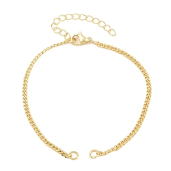 Plaqué 18K Or Véritable Fabrication de bracelet gourmette en laiton, avec fermoir pince de homard, sans cadmium et sans plomb, crémaillère plaquage, réel 18 k plaqué or, 6.77 pouce (17.2 cm), Trou: 2.5mm