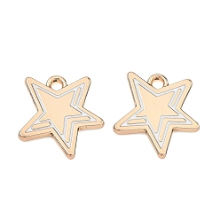 Белый Подвески из эмали и сплава, звезды прелести, стойки покрытие, золотые, белые, 14.5x14x1.5 мм, отверстие : 1.6 мм
