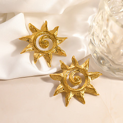 Oro 304 aretes de sol de acero inoxidable para mujer, dorado, 50.5x49 mm
