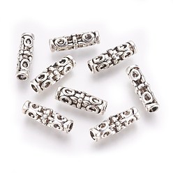 Antique Silver Tibetan Style Alloy Beads, Cadmium Free & Lead Free, Column, Antique Silver, 18x7mm, Hole: 3mm