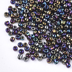 Colorful Opaque Glass Seed Beads, Rainbow Plated, Round, Colorful, 4mm, Hole: 1.5mm, about 4500pcs/bag