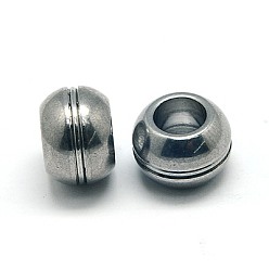 Couleur Acier Inoxydable Résistant au ternissement 201 billes en acier inoxydable, rondelle, couleur inox, 12x8.5mm, Trou: 6.3mm