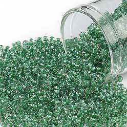(187) Inside Color Crystal/Shamrock Lined Тохо 11/0 круглые бусины, японский бисер, (187) внутри цветной кристалл / трилистник на подкладке, 11/0, 2.2 мм, отверстие : 0.8 мм, Около 1110 шт / 10 г