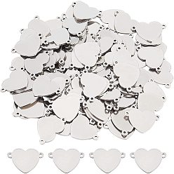 Stainless Steel Color 100Pcs 304 Stainless Steel Link Connectors, Nickel Free, Heart, Stainless Steel Color, 14x20x1mm, Hole: 1.2mm