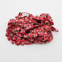 Red Flower Polyester Trim Ribbon, for Curtain Lace Trimmings, Red, 3/4 inch(20mm)