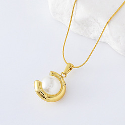 Золотой 3 шт. европейские ожерелья из нержавеющей стали и ракушечного жемчуга с круглым кулоном для женщин, белые, золотые, 15.75 дюйм (40 см)