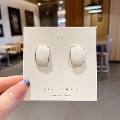 Rectangle Сплав эмаль серьги, с 925 штырями стерлингового серебра, золотые, прямоугольные, 18x12 мм