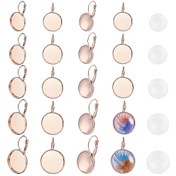 Rose Gold DIY Earring Making, with Brass Leverback Earring Findings and Half Round Clear Glass Cabochons, Rose Gold, 27x14/16/18/20/22mm, Pin: 1mm, 50pcs/set