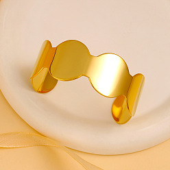 Настоящее золото 18K 304 открытые браслеты-манжеты из нержавеющей стали, широкие браслеты для женщин, плоско-круглые, реальный 18 k позолоченный, 1 дюйм (2.45 см), внутренний диаметр: 2-1/2 дюйм (6.25 см)