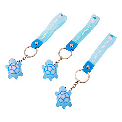 Синий 3шт. ПВХ подвески в виде черепахи для брелоков, платина, синие, 195~205 мм