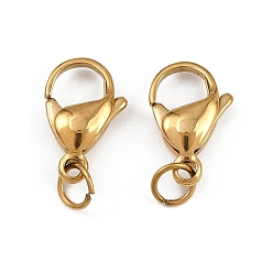 Настоящее золото 18K 304 из нержавеющей стали когтя омара, ионное покрытие (ip), пайки, с целью перехода в кольце, реальный 18 k позолоченный, 16.5x11x5 мм, отверстие : 4 мм