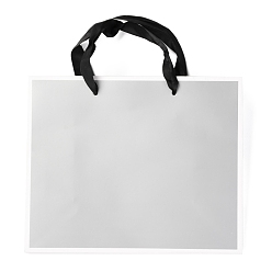Silver Rectangle Paper Bags, with Handles, for Gift Bags and Shopping Bags, Silver, 18x22x0.6cm