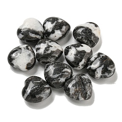 Zebra Jasper Natural Zebra Jasper Beads, Half Drilled, Heart, 15.5x15.5x8mm, Hole: 1mm