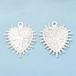 Посеребрённый Латунные филигранные подвески, без кадмия и без свинца, шарма сердца, 925 серебро покрытием, 33.5x30.5x1 мм, отверстие : 2.2 мм
