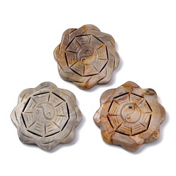 Природный Драгоценный Камень Натуральный ситцевый цветок с декоративными элементами в стиле инь-ян, фигурка для украшения дома, фен-шуй энергетический камень подарок для домашнего офиса украшение рабочего стола, 45~48x6~6.5 мм