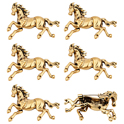 Античное Золото 6 шт. брошь в виде лошади из сплава, изысканные значки на лацкан для мужчин и женщин, античное золото , 43.5x33.5 мм