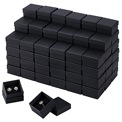 Black 100Pcs Square Paper Ring Storage Boxes, Wedding Favor Gift Boxes, Favour Box, Black, 5.2x5.2x3.2cm