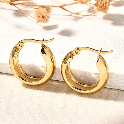 Настоящее золото 18K Серьги из 304 нержавеющей стали, реальный 18 k позолоченный, 20 мм