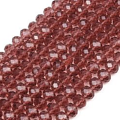 Фиолетовый Стеклянные бусины, граненые, шайба, фиолетовые, 10x7 мм, Отверстие : 1 мм, около 70~72 шт / нитка