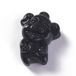 Obsidian Natural Obsidian Pendants, 3D Piggy Charms, 33.7x24.3x11.5mm