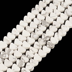 Howlite Chapelets de perles howlite naturelles , cœur, 7~7.5mm, Trou: 0.6mm, Environ 62 pcs/chapelet, 14.80''~15'' (37.6~38.1 cm)