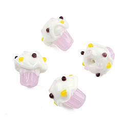 Pink Handmade Bumpy Lampwork Beads, Mushroom, Pink, 14~16x14~16x14~16mm, Hole: 1.6mm