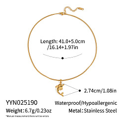 Dolphin Отдых на море 304 ожерелья с подвесками из нержавеющей стали в виде морских животных для женщин, реальный 18 k позолоченный, дельфин, 16.14 дюйм (41 см)