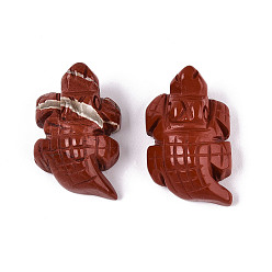 Красный Камень Фигурка крокодила из натурального красного яшмы, украшение рабочего стола домашнего офиса, 26~28x17.5~20x11.5~13 мм