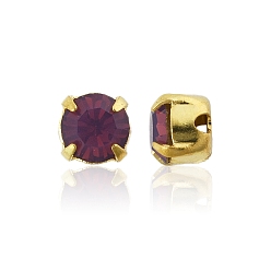 21110 Amethyst Opal Preciosa® maxima crystal в пришивной чашке, чешский хрусталь, с настройками латуни, 719 35 012 шатон (круглый), золотые, 21110 аметистовый опал, ss 12 (3~3.2 мм)